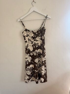 BCBGMaxAzria Brown and Cream Floral Dress